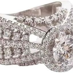 Solitaire American Diamond Adjustable Ring for Women, Girls (Silver) Sterling Silver Cubic Zirconia Silver Plated Ring-12