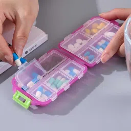 sorath 1 Week Portable 2 Layer 10 Compartment Pill Box For Home Outdoor And Travelling 1 Pcs Pill Box image 2