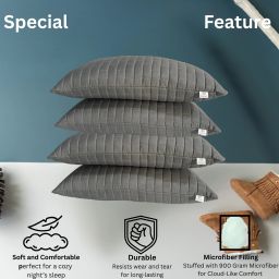 Microfiber Sleeping Pillow for Home Soft Fluffy 17x27 Inch Quilting Pillow Microfibre Solid Sleeping Pillow Pack of 4-image-27
