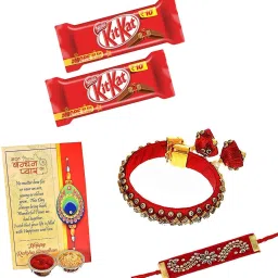 Rakhi for brother and bhabhi Combo With Chocolates Gifts, Lumba Kundan Kada Rakhi, Rakhi with Chocolate Combo Gift Pack for Bhaiya Bhabhi Kids, Kundan Rakhi, Jute Gift Box-image-7
