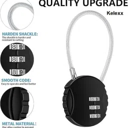 kelexx Small 3 Digit Combination Padlock Locks Lock image 3