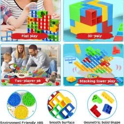 dl dolu Tetra Tower Stacking Blocks Balance Game, Stack Attack Block Puzzle Game image 2