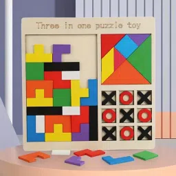Square Tangram Game Chess XO Tic-tac-Toe Nine-Square Three-in-one Puzzle-26
