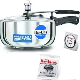 Stainless Steel Wide Pressure Cooker 3L(HSS3W),Gasket(2-3L),Safety Valve, 3 L Induction Bottom Pressure Cooker-25