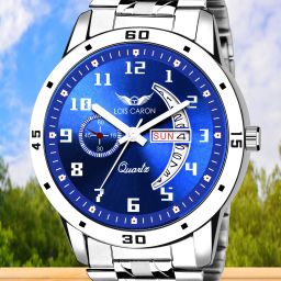 lois caron Trending Day & Date Series Stainless Steel Chain for Boy Analog Watch- For Men LCS-8188 (Blue)-picture-2
