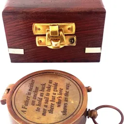 A Father is Neither Personalized Engraved Antique Brass Compass in Wooden box Compass-image-10