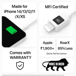 RoarX Lightning Cable 6 A 1 m Type-C to Lightning Cable Apple Certified (Mfi) Sync & Charge Cable image 3
