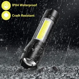 mz Mini Rechargeable Pocket Light Zoom COB USB Charging Led, Crash Resistant DP Torch image 3