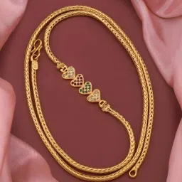 MOHINI MOP M.S. FOX CHAIN HEART PENDANT 24" inch FOR WOMEN/GIRLS Cubic Zirconia Gold-plated Plated Brass Chain-67
