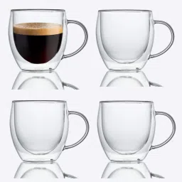 Pack of 1 Glass Double Wall Glass Mug Heatproof Transparent Cup Insulated Handle Design-image-12