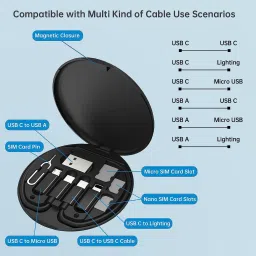 ADZOY USB Type C Cable 0.3 m 60W USB Adapter Cable Conversion Storage Box, Multi-Type Charging Convertor USB C to Lightning Type C Micro Data Transfer Tool Contains Card Slot Tray Eject Pin, Use as Phone Holder image 2