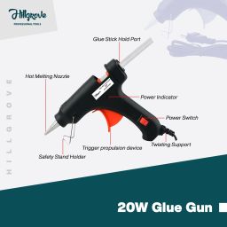 hillgrove HGCM280M1 20W Hot With 10Pcs Stick and Utility Knife for Craft,Art Standard Temperature Corded Glue Gun image 2