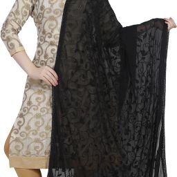 Chiffon Embroidered Black Women Dupatta-image-76