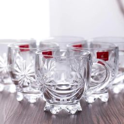 Pack of 2 Glass Flower Tea Cup Transparent Glass Cups Office Coffee Cup Afternoon Tea-image-52
