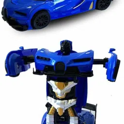 halo nation Remote Controlled Transforming Cars B-M-W Transformer Car - RC Transformation Remote Deformations Convert from Cars to Robot Car Toy - Blue image 2