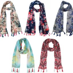 Printed Chiffon Women Multicolor Stole, Scarf, Fancy Scarf-image-98