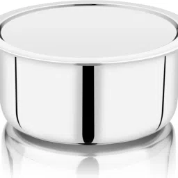 Smart Triply Stainless Steel Tope / Patila with Stainless Steel Lid 16cm Taper Fry Pan 16 cm diameter with Lid 1.6 L capacity-image-39