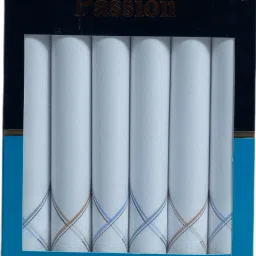 PASSION FROM OMTEX 100% Cotton Premium Collection Handkerchiefs Hanky For Men pack of 6 ["WHITE WITH COLORED BORDER"] Handkerchief-image-16