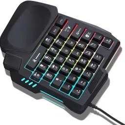microware G7 single-handed keyboard Wired USB Handheld Gaming Keyboard Compatible with Desktop, Laptop, Mac RGB,multimedia_keys,USB Keyboard One-Handed Wired 35 Keys Luminous Gaming Keyboards for Tablet Colorful Ergonomics Gamer Keypad Hand Rest-21