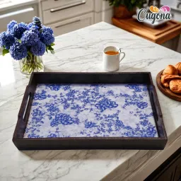 wooden tray for kitchen organizer| Resin Coated 12X8inch wooden tray for serving Tray-image-89