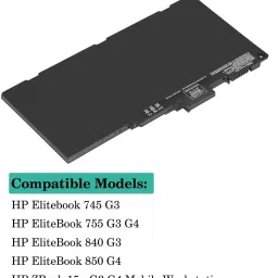 TechSio EliteBook 848 ZBook 15u 745 850 G2 G3 840 4 Cell Laptop Battery image 2