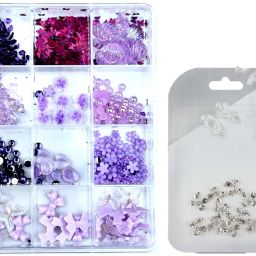 Combo Pack of Purple Nail Art Grid and 10 pcs Silver bow-image-32