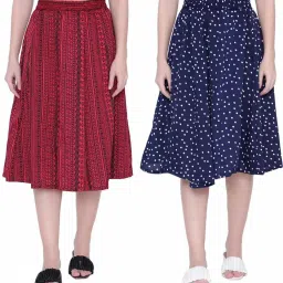 Women Printed A-line Multicolor Skirt-image-63