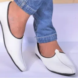 Men's Jalsa Jutti,Jutis For Men,WHITE Mojaris For Women-picture-5