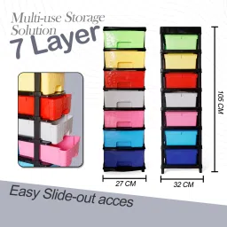ashlas 7 Layer Foldable Multipurpose Plastic Rectangular Modular Drawer PP Collapsible Wardrobe image 2