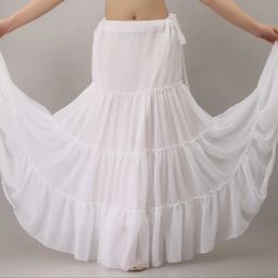 Women Solid Tiered White Skirt-image-48