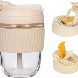 Glass Coffee Mug Leak-Proof Travel Cup Sipper for Hot & Cold Drinks –Multicolor-14