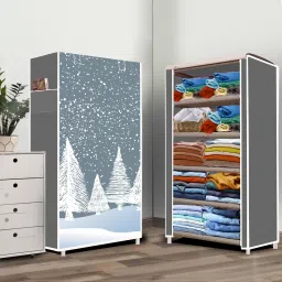 5 Layer Felling Snow Print Carbon Steel Collapsible Wardrobe-16