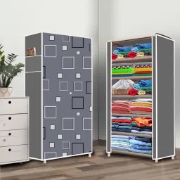 6 Shelf Awesome box Printed PP Collapsible Wardrobe-image-4