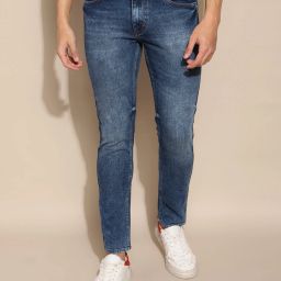Men Tapered Fit Mid Rise Blue Jeans-image-3