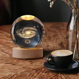 Milky Way Crystal Ball Night Light Glass Ball Night Lamp with Wood Base and USB Night Lamp-image-35