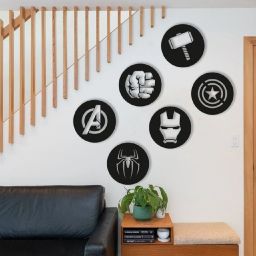 Avengers Fan Wooden Wall Decor 6 Pcs. Set ,Home, Bedroom, Living Area ,Kid Room,Wall Art, Hulk,Spider Man , Iron Man , Captain America, Avengers Fan -Black Pack of 6-image-29