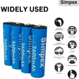 Simpex 3600mAh AA Rechargeable Lithium Ion Battery with C Type Charging Pack 8pcCamera Battery Charger image 4