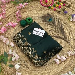 Art Silk Embroidered Dark Green Women Dupatta-image-28