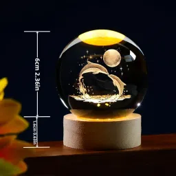 60mm Dolphin Crystal Ball with LED Wooden Base Night Light Gifts Table Lamp-14