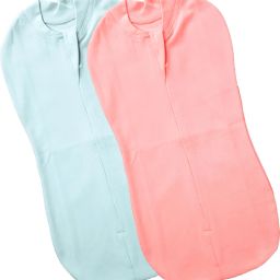 POD/Swaddle/Sleeping Bag/Sack for NewbornBaby 0-3 months PK-2 Light Blue+Peach Sleeping Bag-90
