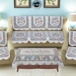 Cotton Floral 3+1+1 Seater Sofa Cover-image-63