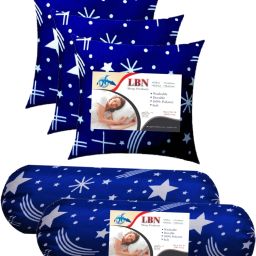 Combo Set 3 Cushion And 2 Microfibre Solid Bolster Pack of 5-9