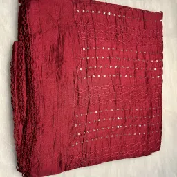 Embroidered Poly Silk Women Red Fancy Scarf, Stole, Scarf-image-21