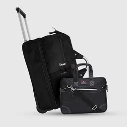 SWISS MILITARY Set Of 2 Textured Soft-Sided Small Duffel Trolley Suitcase & Laptop Backpack-5