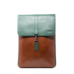 tohl Unisex Green & Brown Leather Laptop Bag-10