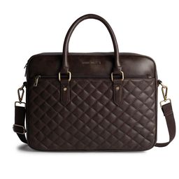 Gauge Machine 16" Brown Quilted Laptop Bag with Detachable Strap-39