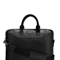 Eske Men Black Solid Leather Laptop Bag-image-78