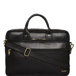 Stamp Unisex Textured Leather Laptop Bag-5