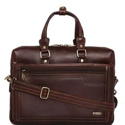 Stamp Unisex Textured Leather Laptop Bag-6