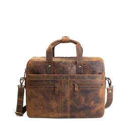 Goatter Men Brown Leather Laptop Bag-44